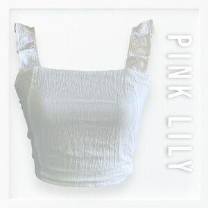 Pink Lily Ruffle Sleeve Crop Top sz L
